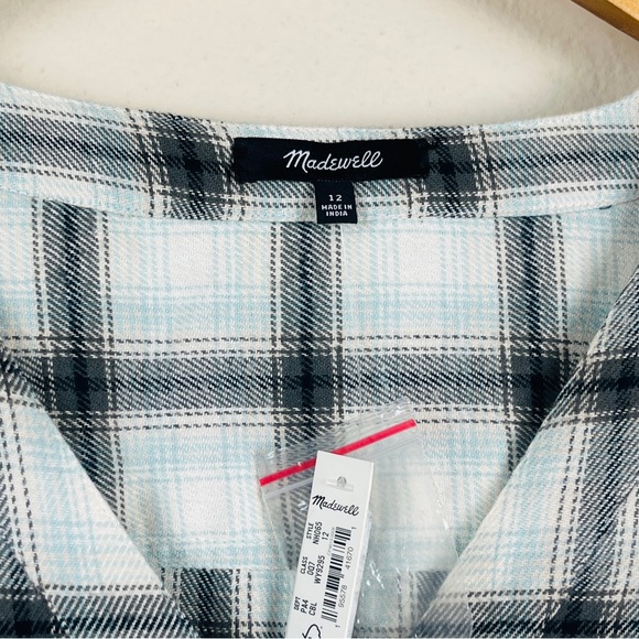 MADEWELL Plaid Flannel Button Front Midi Dress Size 12 NWT Cozy $128 LARGE - Picture 11 of 12